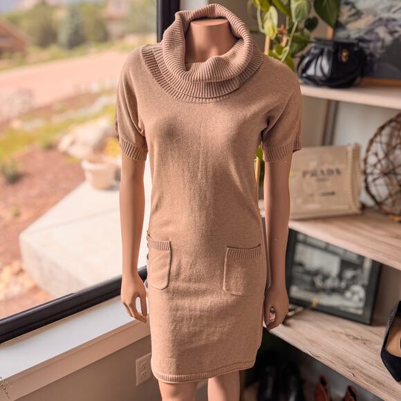 Athleta,  Zuni Camel/Beige Knit Cowl Neck Tunic Sweater dress, Women's X-Small - Picture 1 of 9